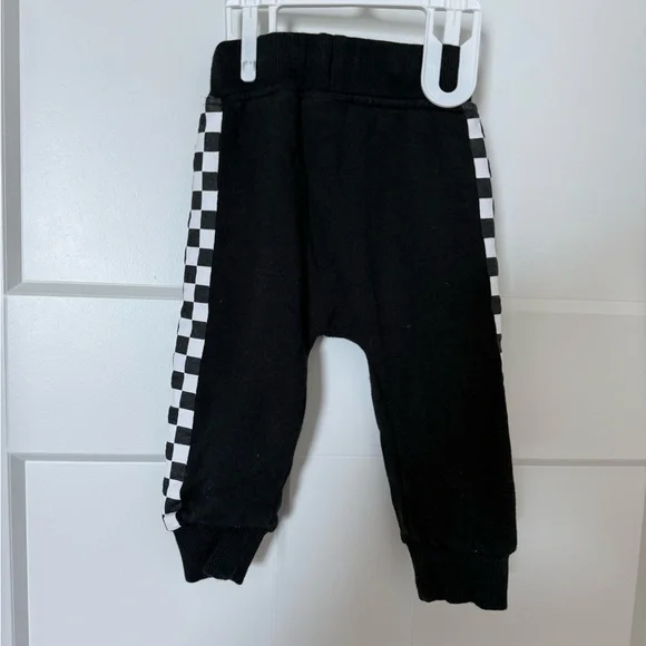 Little Trouble Black Checker Side-Stripe Kids Joggers - Picture 4 of 4